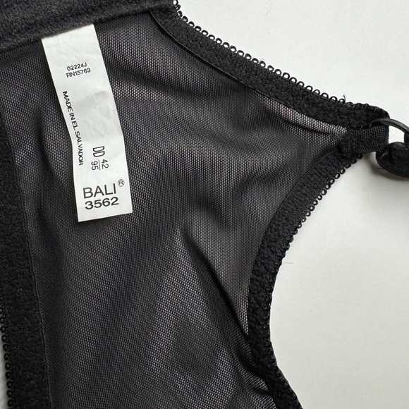 Bali Bra 42DD Black Satin Minimizer 3562 Underwire Non Padded Mesh Sides - Picture 7 of 13